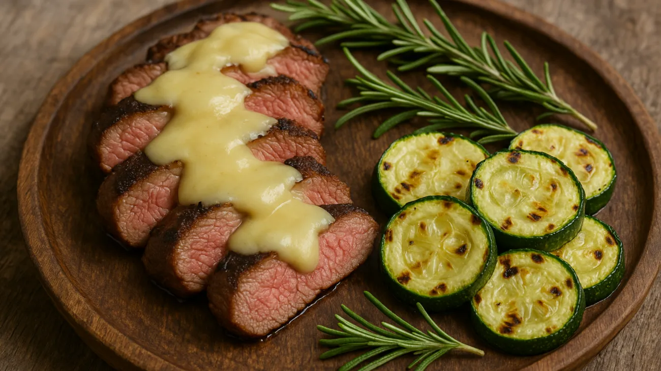 Tagliata di manzo Toma piemontese Zucchine grigliate"